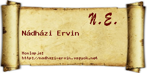 Nádházi Ervin névjegykártya
